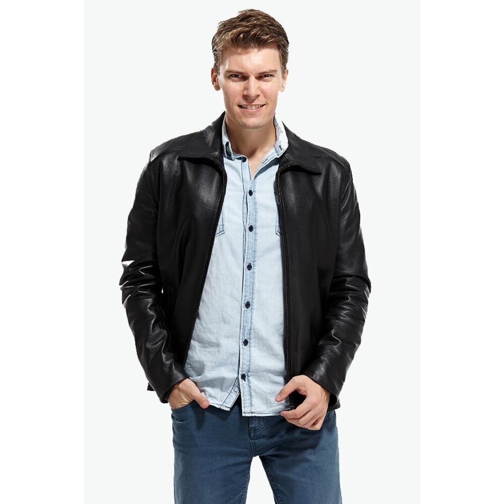 Vintage Golden Bear Black Soft Leather Moto 80s Style Jacket Size Large